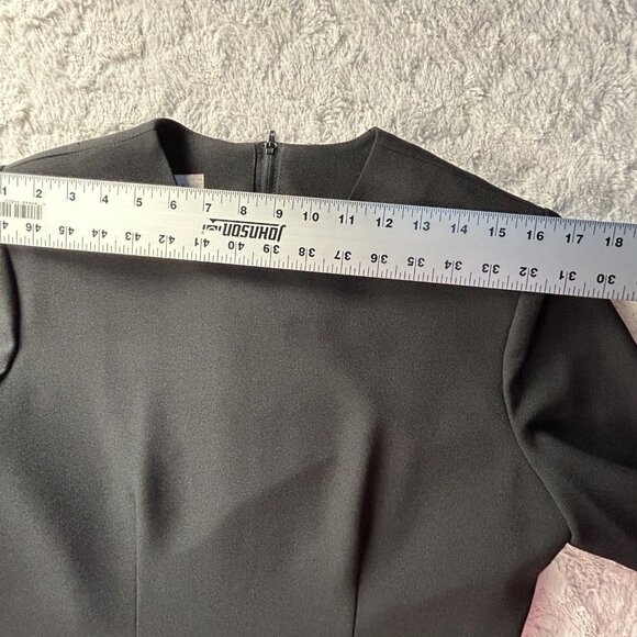 Vintage Henry Lee Career Shift Dress Size 10P Black Gold Buckle Waist Zip Back - Picture 5 of 9